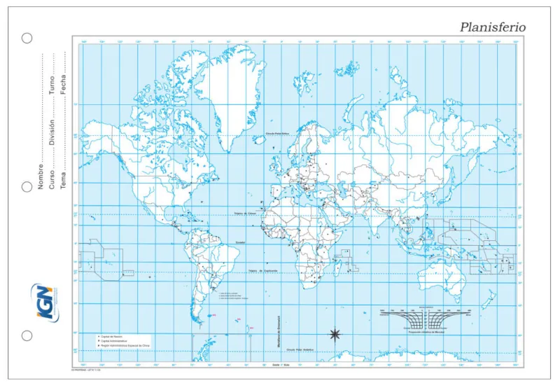Planisferio tradicional mapas escolares para descargar IGN