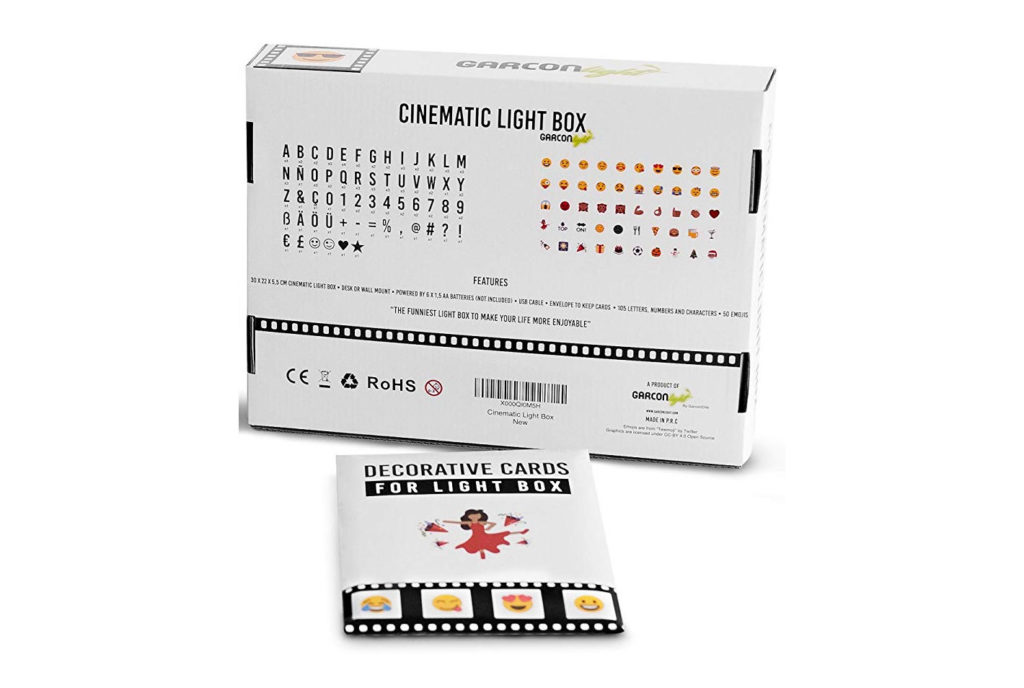 Cinematic Light Box packaging frases motivacionales