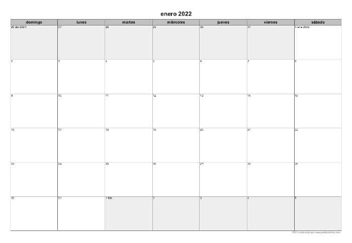 descargar calendario mensual 2022